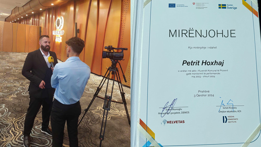 Asambleissti Petrit Hoxha Merrë mirënjohjeje si Asambleisti i parë më aktiv i Komunës së Prizrenit